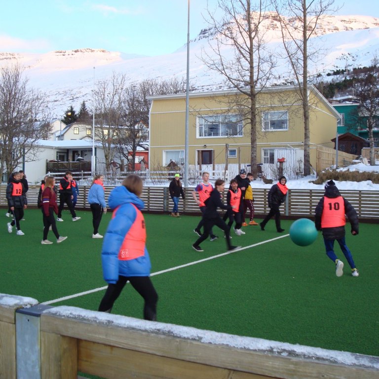 Hraustlega tekist á í fílabótbolta